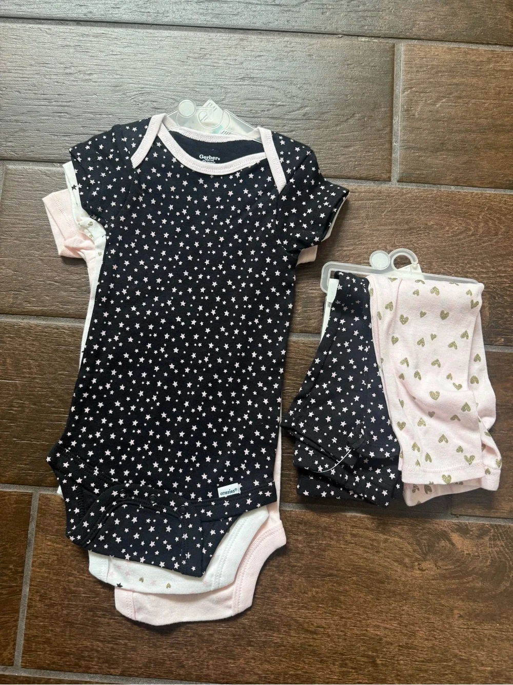Gerber organic cotton three-piece sets with matching two-piece pants set